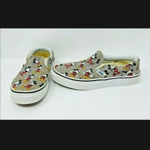 Vans Disney Kids Youth Sz 1.5 Slip-On Mickey Mouse Frost Gray TB4R 03-2015